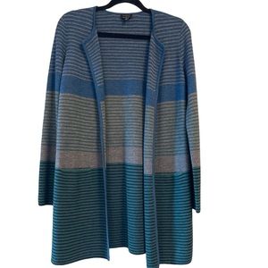 Talbots 100% Merino Wool Stripe Open Front Cardigan Long Sleeve Women’s XS